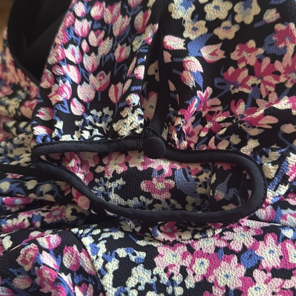 Talbots crepe floral set-in waistband lined crew neck 3/4 button sleeve midi NWT - Picture 7 of 8